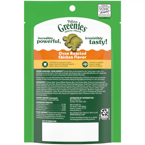 FELINE GREENIES™ Oven-Roasted Chicken Dental Cat Treats 60g image 1