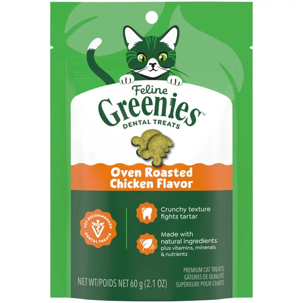FELINE GREENIES™ Oven-Roasted Chicken Dental Cat Treats 60g image 1