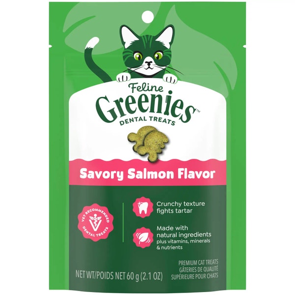 FELINE GREENIES™ Savoury Salmon Dental Cat Treats 60g image 1