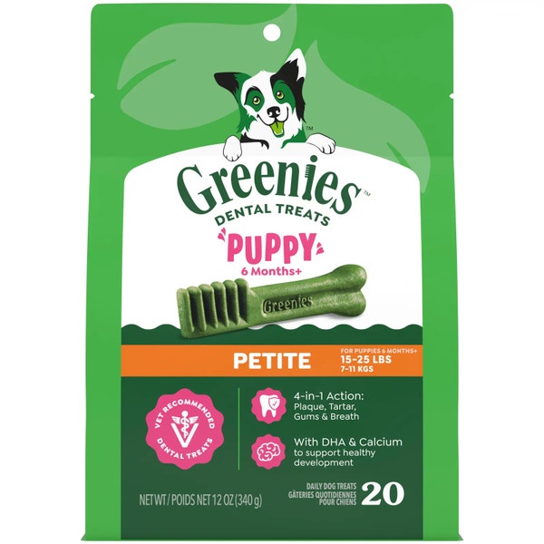 GREENIES™ Puppy 6 Months+ Original Petite Dental Dog Treats 340g (20 Treats) image 1