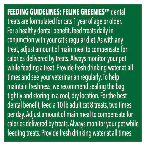FELINE GREENIES™ Oven-Roasted Chicken Dental Cat Treats 60g feeding guidelines image