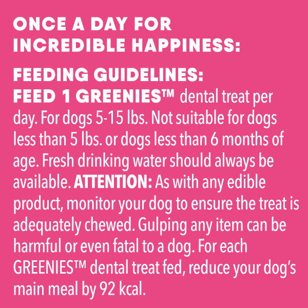 GREENIES™ Puppy 6 Months+ Original Teenie Dental Dog Treats 340g (43 Treats) feeding guidelines image